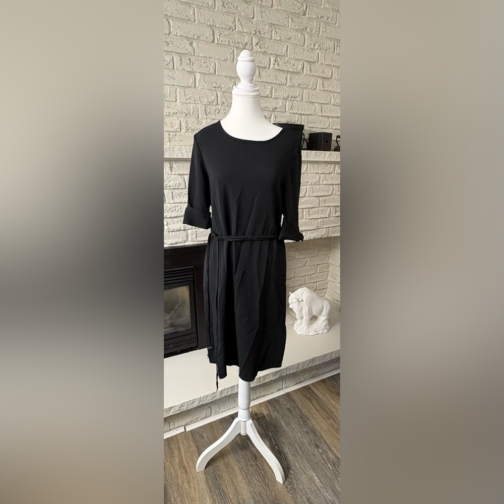BOSS Hugo Boss Classic Black Midi Dress with Belt Size 2